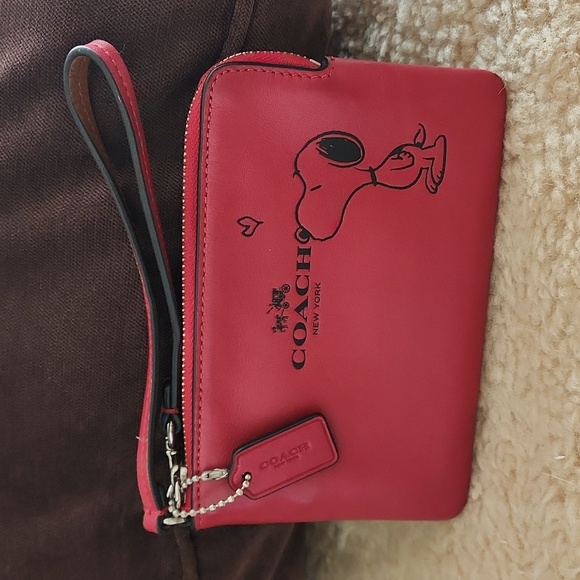Coach Bags Absolutely Adorable Coach Red Leather Snoopy Wristlet
